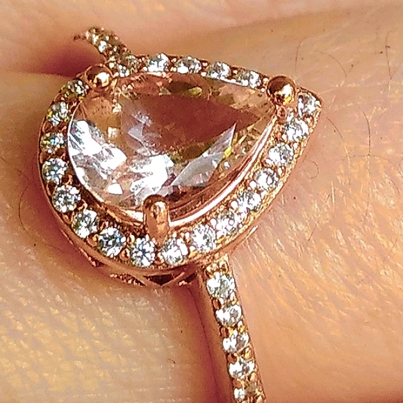 1.6 Natural Morganite Champaign 14K over 925 Ring - Picture 4 of 7